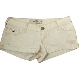 Hollister Off White Social Stretch Y2K Denim Shorts Womens Size 1 W25 Low Rise